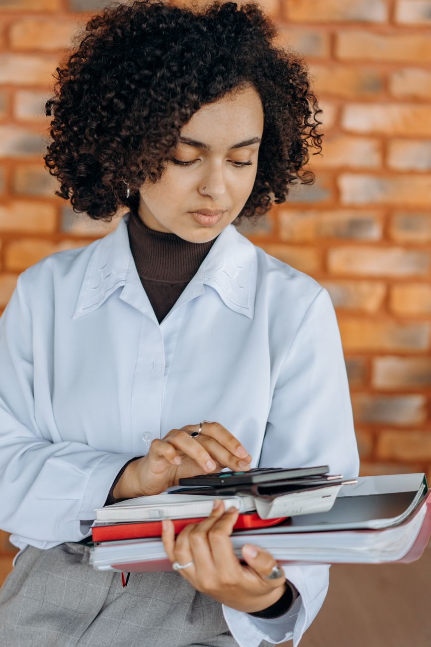 Professional prepping tax return filings